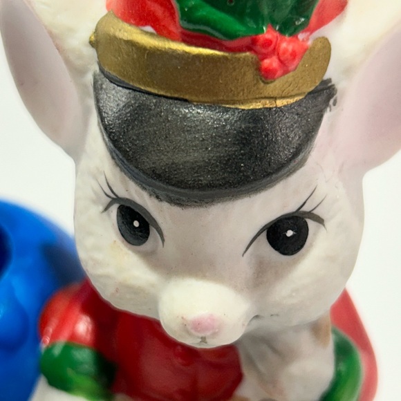 ✨Sold✨Vintage Holiday Friends Bisque Porcelain Candle Holders Set Of Two - Picture 9 of 16